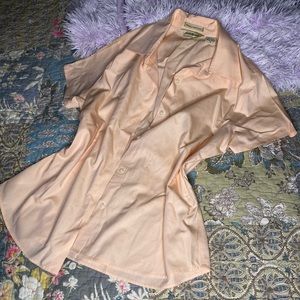 Silky Appearance Coral Button Down Short Sleeves